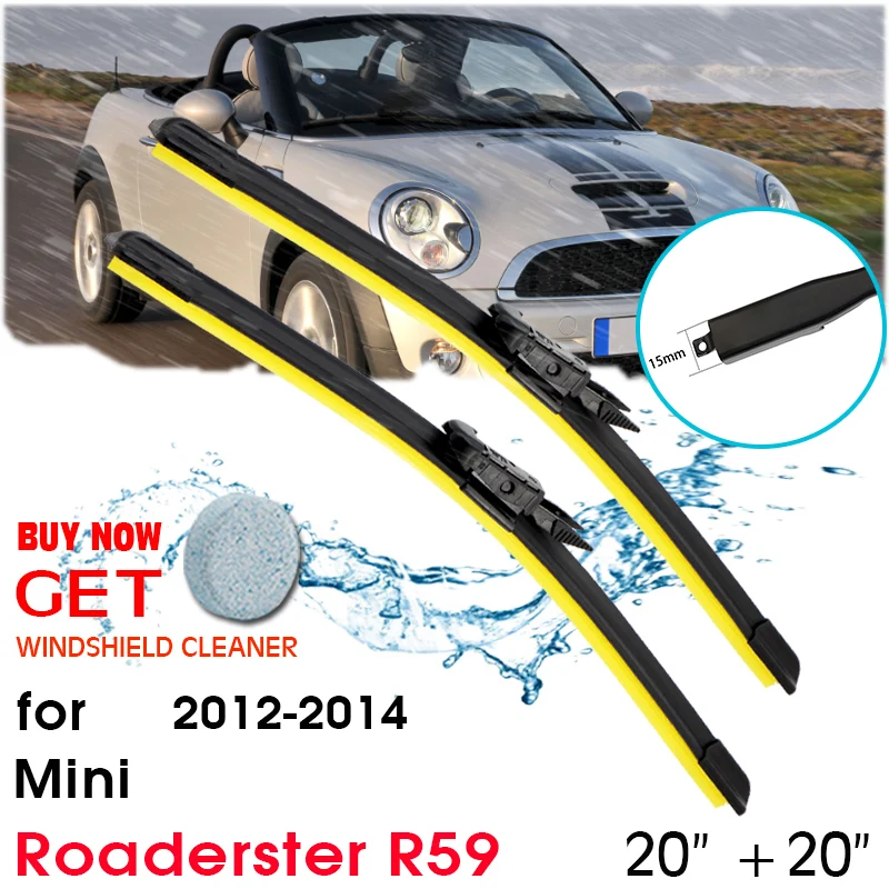 

Car Wiper Blade Window Windshield Rubber Silicon Refill Wiper For Mini Roaderster R59 2012-2014 LHD/RHD 20"+20" Car Accessories