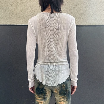 Karrcat Trashy Y2k Snakeskin Print T-shirt Grunge Aesthetics Long Sleeve Knitted Tops Vintage 2000s Streetwear American Retro 3 Karrcat Trashy Y2k Snakeskin Print T-shirt Grunge Aesthetics Long Sleeve Knitted Tops Vintage 2000s Streetwear American Retro 3