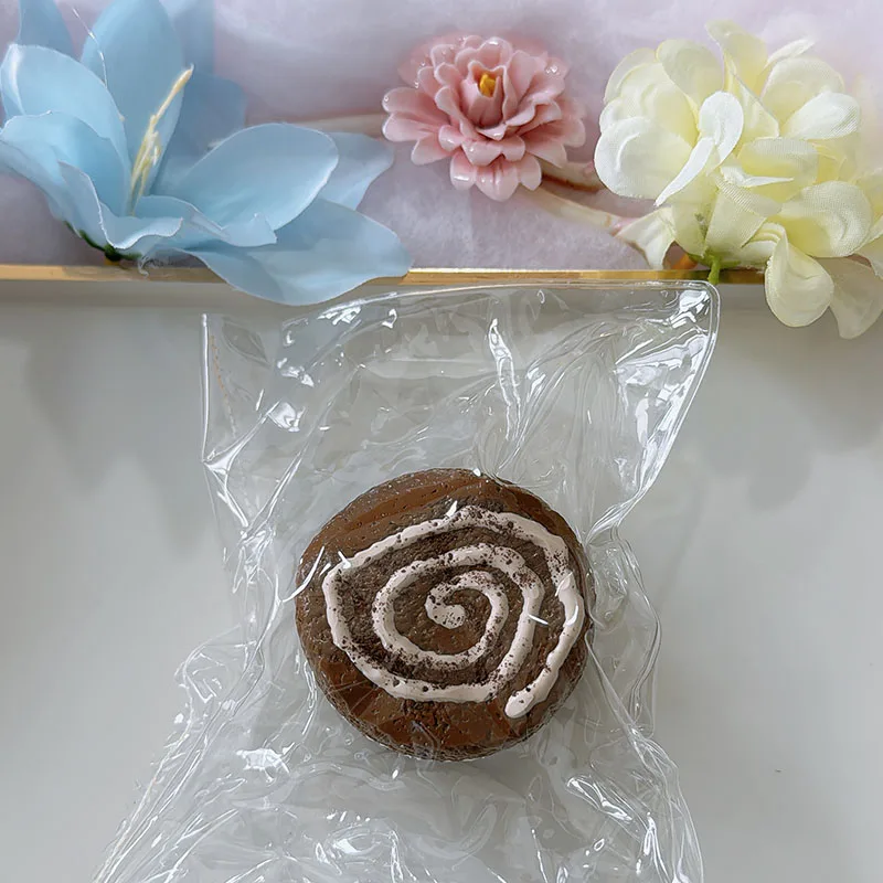 Food Grade Kawaii Chocolate Roll Cake Squeeze Squishy Toy Smooth Surface Exquisite Whipped Cream Design Slow Rebound Stress