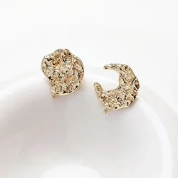 2 Pairs Moon Ear Studs Earrings Jewelry Making Findings Diy Earrings Supplies Brass 14k Gold Plated Accessories 1.8*20mm