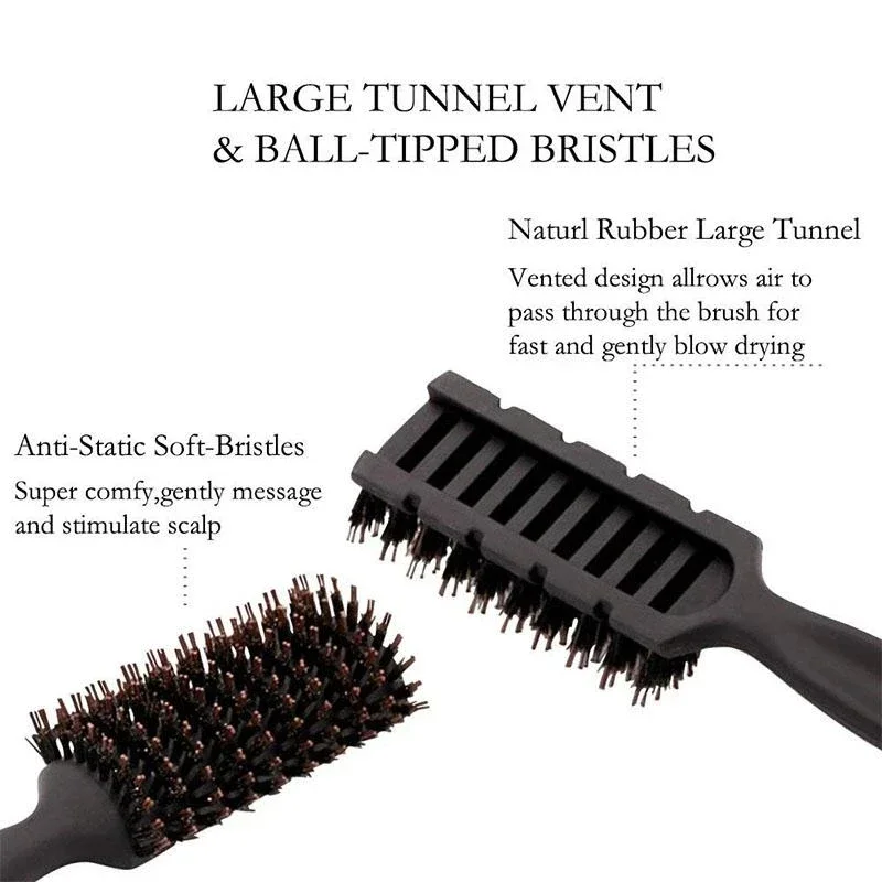 Boar Bristles Detangling Hair Brush Hollow Out Tangled Hair Comb Quick Dry Anti Static Curl Define Styling Brush Barber Tools