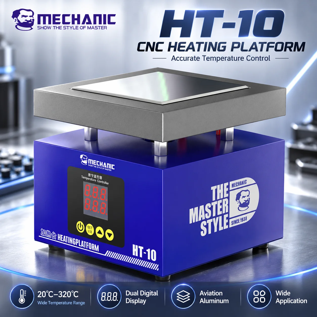 MECHANIC HT-10 200W LCD Screen Heating Platform 20-320°C Constant Temperature for Phone Frame Removal PCB Preheating Repair Tool