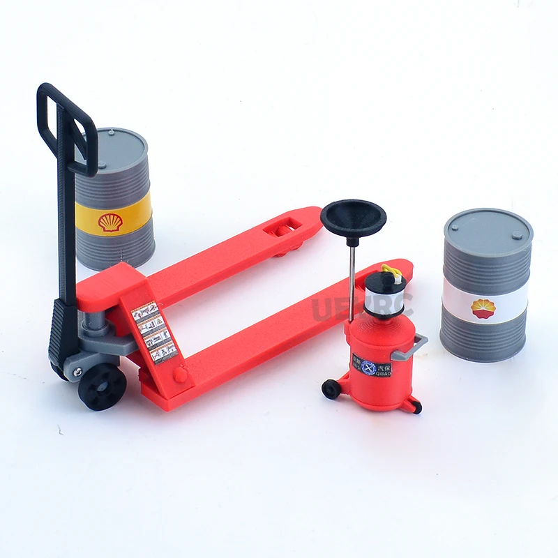 RC Truck Simulation Scenes Maintenance Forklift Oil Barrel Model for 1/14 Tamiya SCANIA 770S R620 VOLVO BENZ Arocs MAN TGX