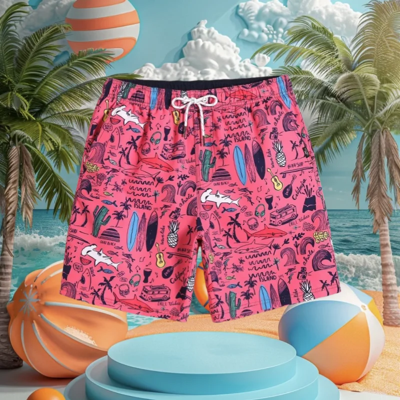 

2025 Новая серия, мужские повседневные пляжные шорты в стиле хип-хоп с 3D-печатью, удобные и дышащие трендовые дизайнерские быстросохнущие шорты MOTO