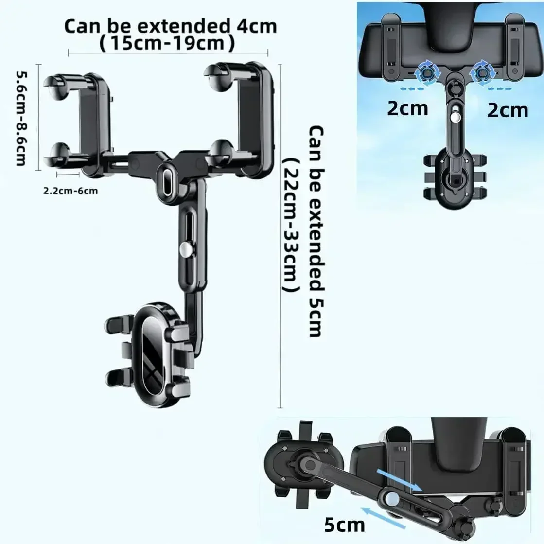 360 °   Multifunktionale Auto Rückspiegel Handy Halter Für Auto Rotation & Einstellbare Teleskop Telefon Auto Halterung Steht ﻿