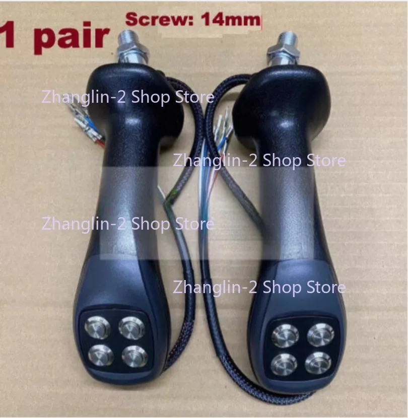 1 pair Excavator modified wood grabber metal 4-button joystick handle