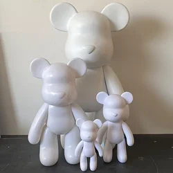 Vinyl Violent Bear Figure Statue White Bear Figurine Sculpture DIY Handmade Fluid Pigment Doll Toys Decoration Desk Accessories