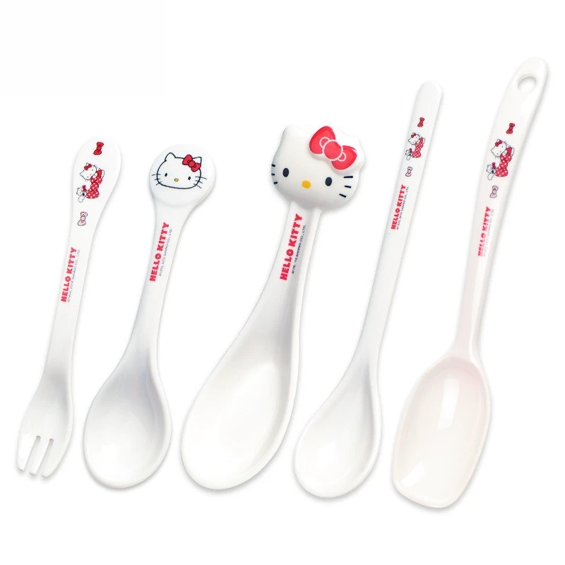 

Hello Kitty Spoon Set Cartoon Anime Kawaii Children's Tableware Home Kitchen Supplies Desktop Ornament Cute Girl Gift Wholesale