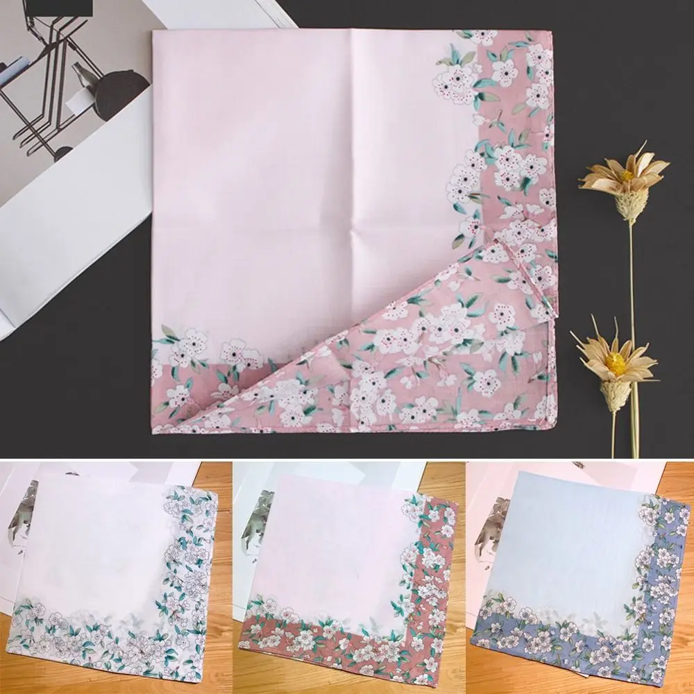 Fazzoletto quadrato da donna in puro cotone, riutilizzabile, ecologico, stampato, per pulire il sudore, bandana, morbido asciugamano in tessuto