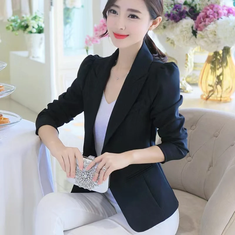 

Slim Shrug Thick Office Lady Patchwork Outerwears Winter Blazers Casual Autumn Notched Womans Clothing Spliced Clothes For Women