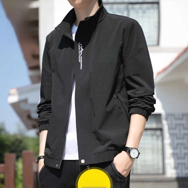 سترة رجالية جديدة لفصلي الربيع والخريف، زي بيسبول كاجوال، قميص عصري من نسيج البوليستر مع زخرفة سحاب، معطف مقاوم للرياح #2