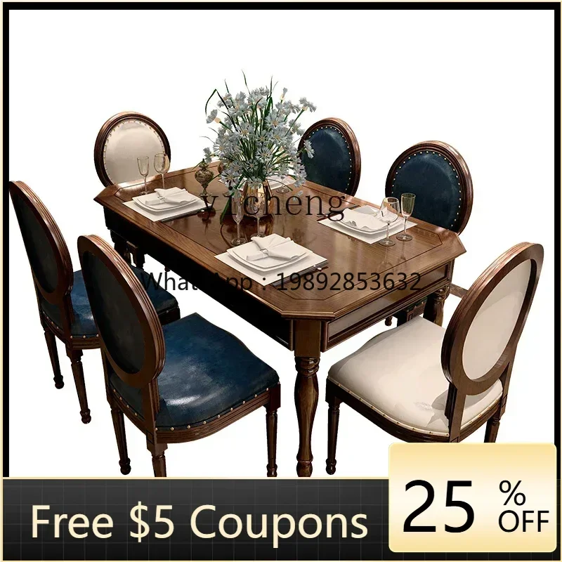 

U6 rural solid wood dining table and chair combination rectangular dining table small household