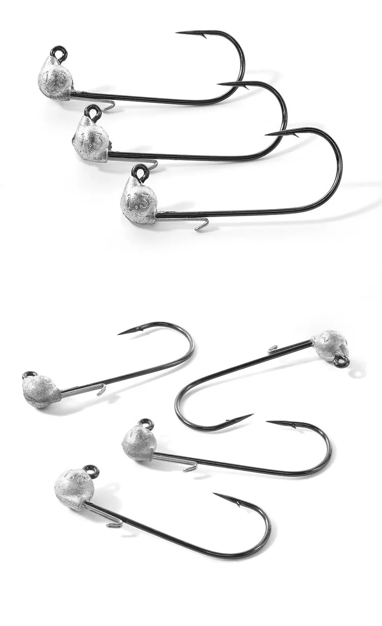 5 Stück Jigkopfhaken 0,9g 1,3g 1,8g 2,7g Midosto Serie Wobble Mustad Haken Bleijigs für Weichköder für Barsch- und Forellenangeln – Detail 12