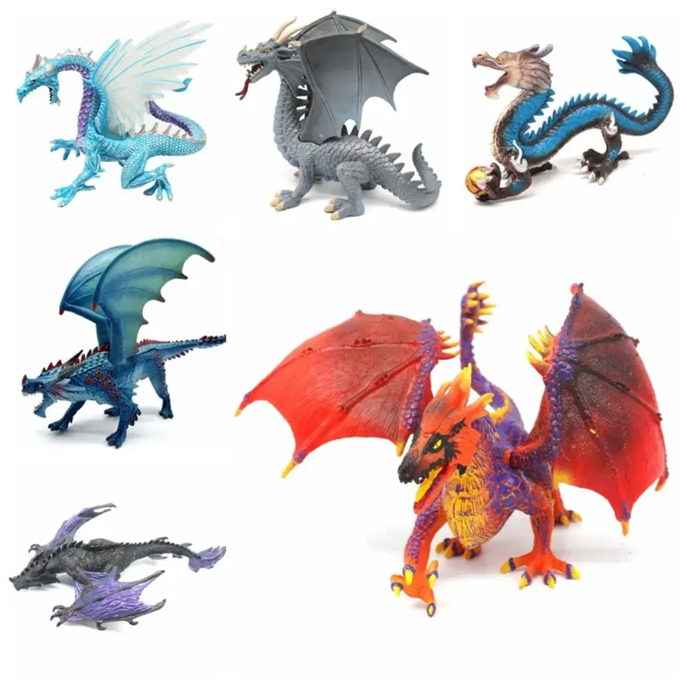 Modelo de Dragão Mítico de Gelo, Figuras de Dragão, Simulação de Besta Ocidental de Combate ao Fogo, Ornamento de Mitologia de Guerra, Modelo Animal de Dragão