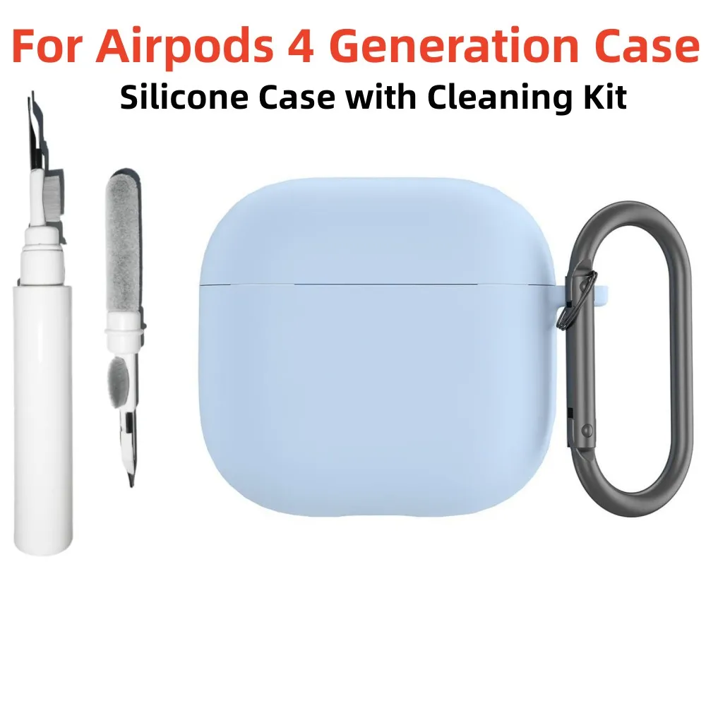 Silicone Cover for AirPods 4 2024 New Case Wireless Bluetooth Earphone Protective Case with Cleaner Kit Keychain For AirPods 4th