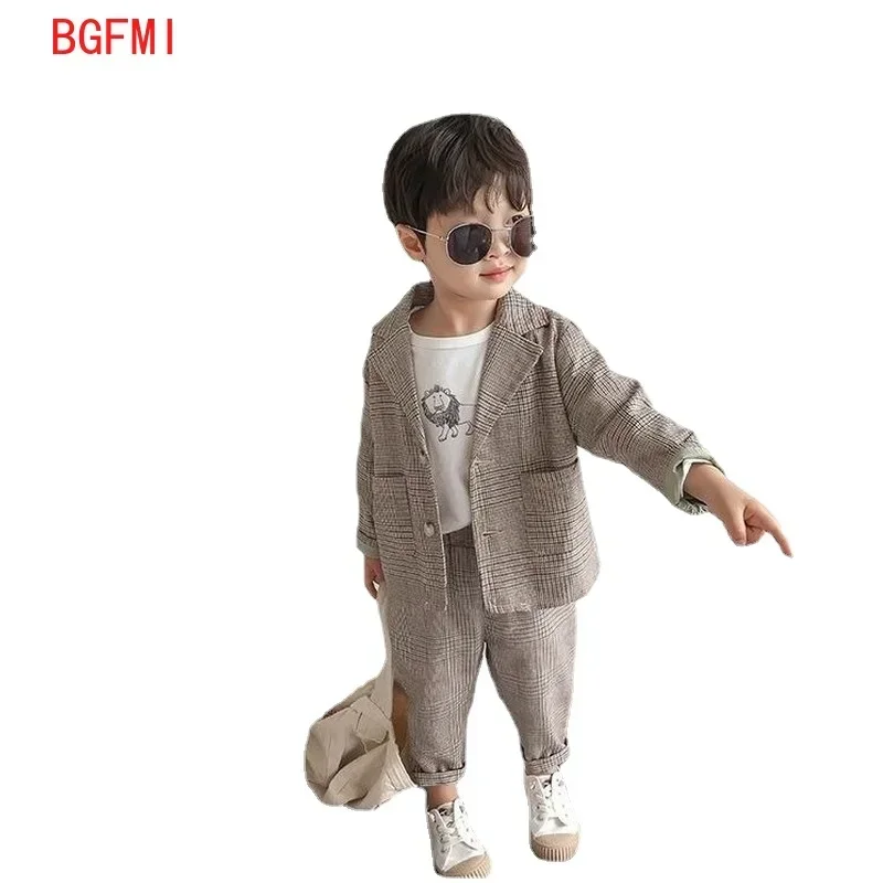 Kid Boys Spring and Autumn Suit Boys Baby Suit Clothes 2024 New Children\'s Clothing Casual Tops + Pants 2 Piece Set Formal Wear