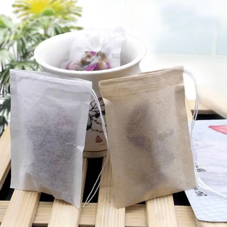 60X80mm Wood Pulp Filter Paper Disposable Tea Strainer Filters Bag Single Drawstring Heal Seal Tea Bags No bleach Go Green ni55