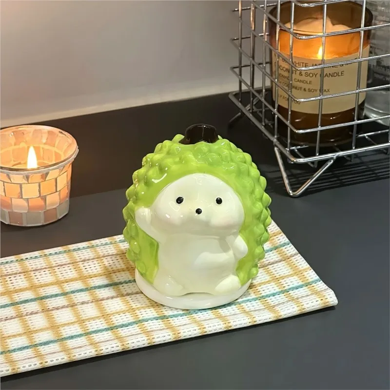 

Creative Hedgehog Shaped Toothpick Tube Ceramic Dental Floss Box Cute Style Household Coffee Table Desktop Cotton Swab Box ZG389