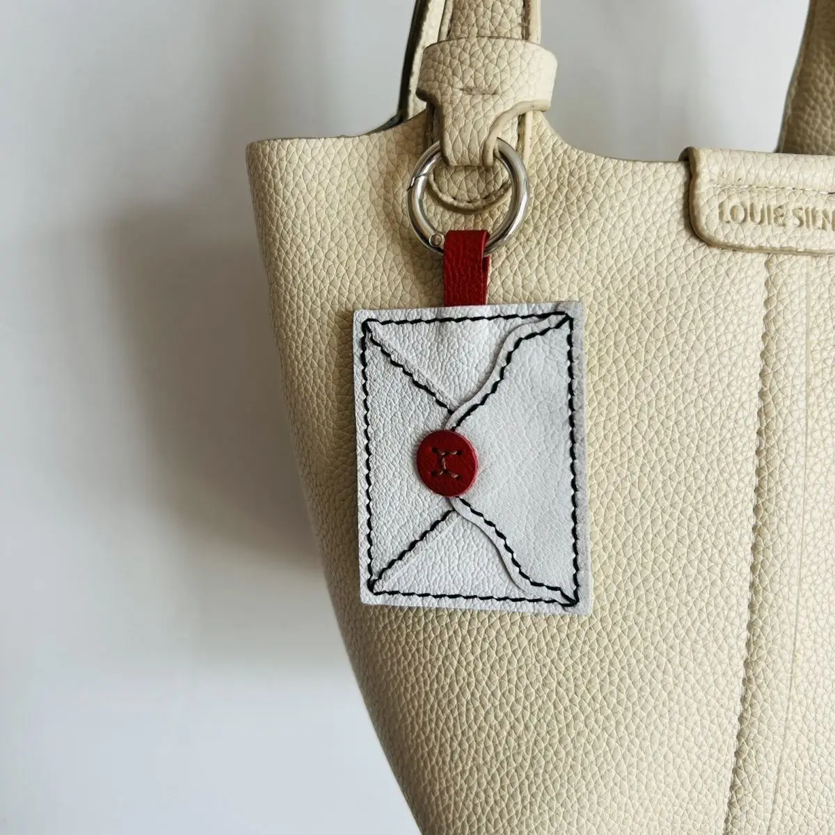 Handmade leather red and white envelope pendant car rearview mirror pendant hanging accessories interior decoration