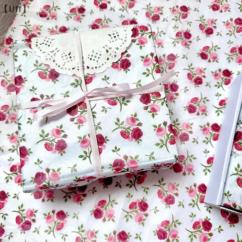 10 Sheet Rose Wrapping Paper Handmade Decorative Stickers Flower Gift Box Packaging Giftware