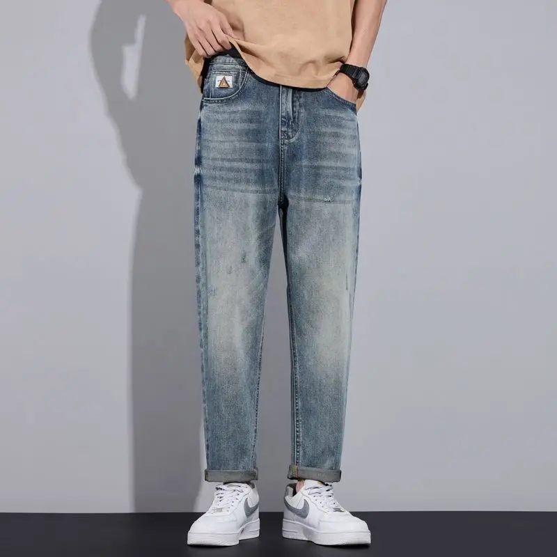 Spring Summer Men's Loose Straight Leg Jeans Trendy Casual Long Trousers Comfortable Fit Classic  Denim Youthful Energy Style