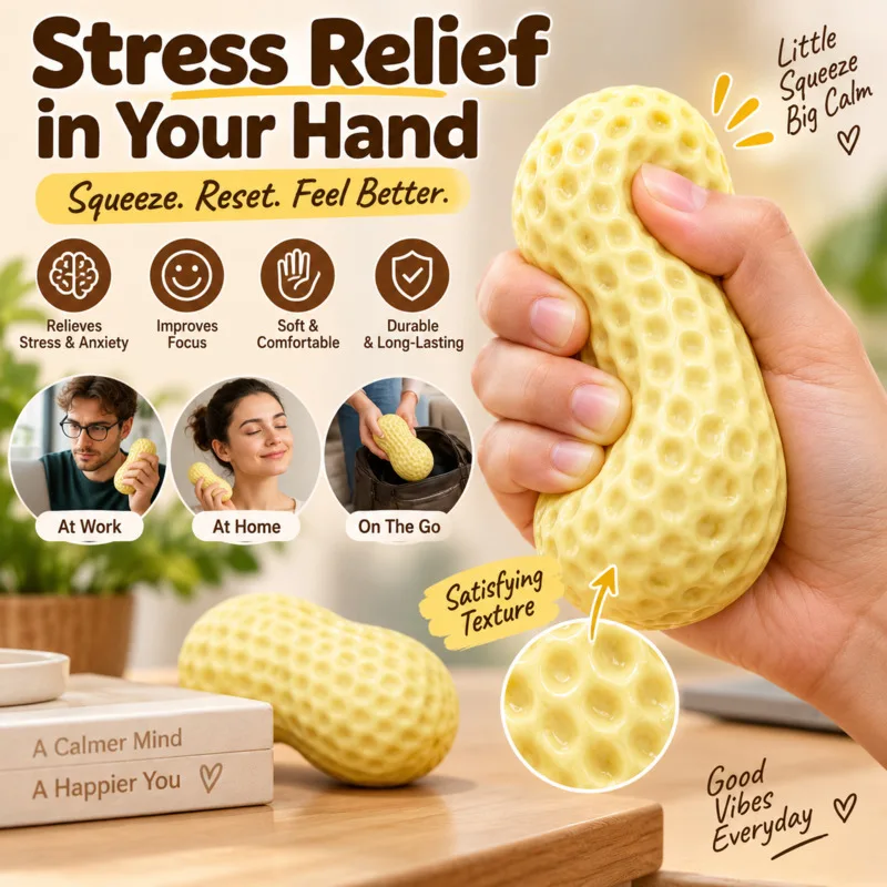 Peanut Crunchy Squishy Stress Relief, Toy Slow Rebound Squeeze Ball, Desk Fidget Anxiety Autism Sensory Gift For Adults Gift New