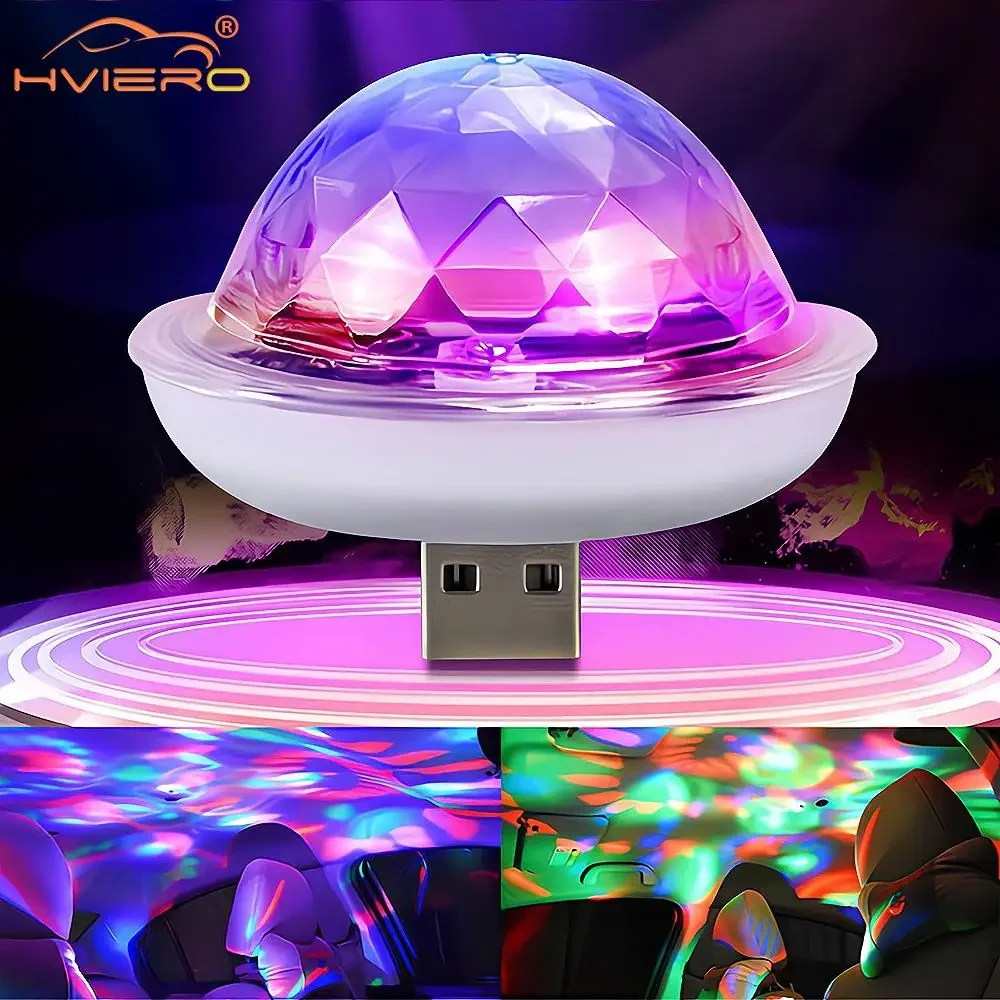 1pcs USB Dj Lantern Led Bar Night Light LED RGB Discos Stageing Projector Welcome Micro Crystal Ball Sound Party Atmosphere Lamp