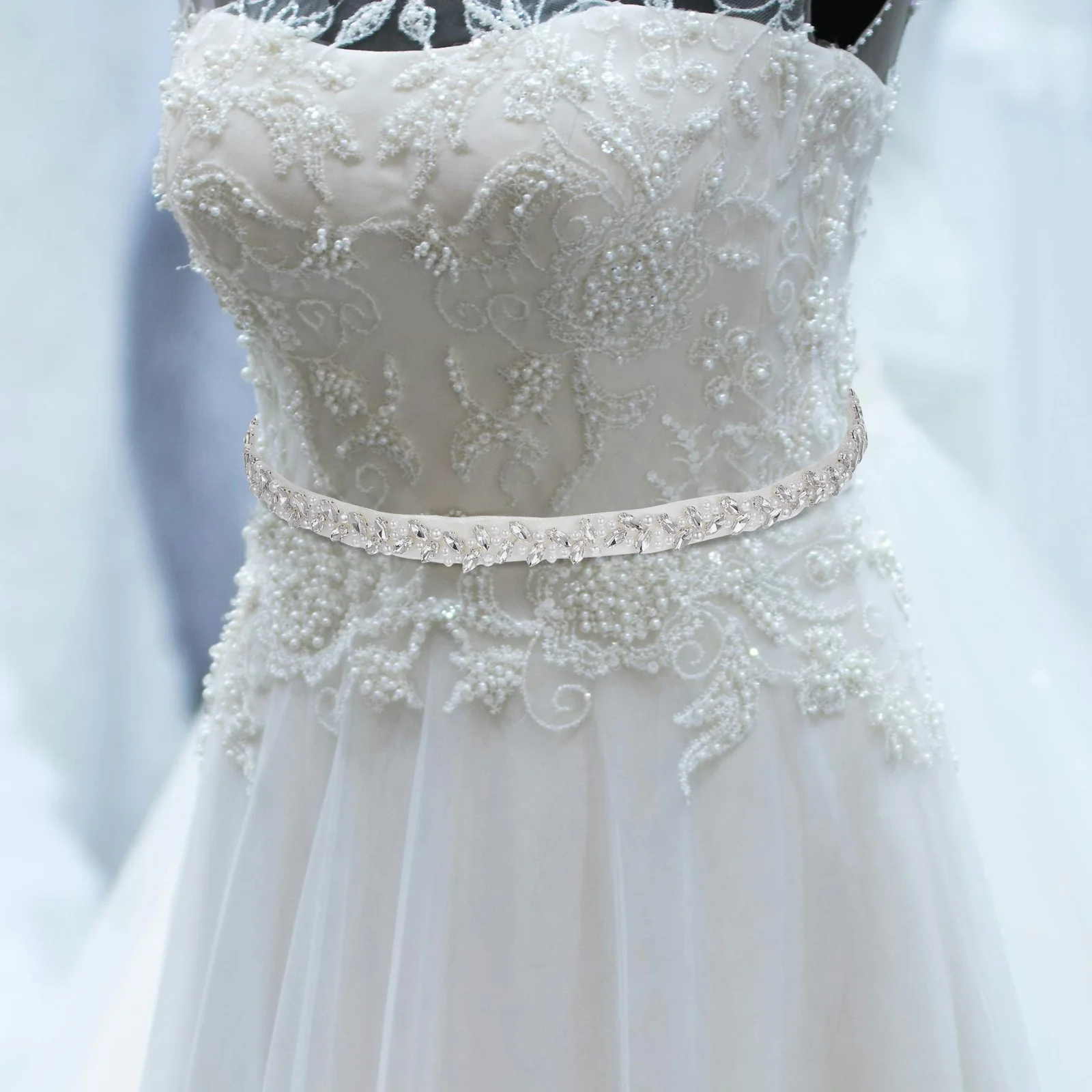 Wedding Rhinestone Pearl Belt Bridal Belt for Wedding Dress Elegant Gown Accessory Party Rhinestone Belts Bridal Shower Gift
