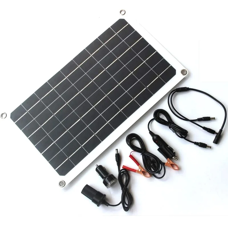 

Portable 20W Flexible Solar Car Charger with Dual USB DC Port Class A Mono Solar Cells for 12V Energy Vehicle RV Boat Charging