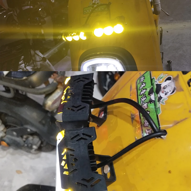 Motorcycle LED Spotlight Dual Color Hi/Low Beam Fog Lamps for Car Trucks SUV UTV 12V 24VMini Lens Headlight Driving Light image 5