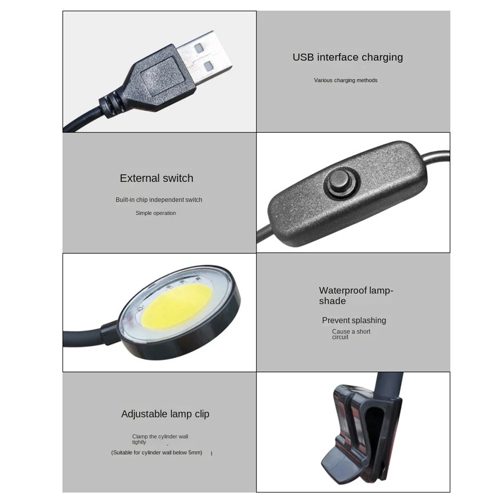 White Light LED Fish Tank Light Rotatable Easy Installation Water Grass Tank Spotlight Energy Saving Clip on