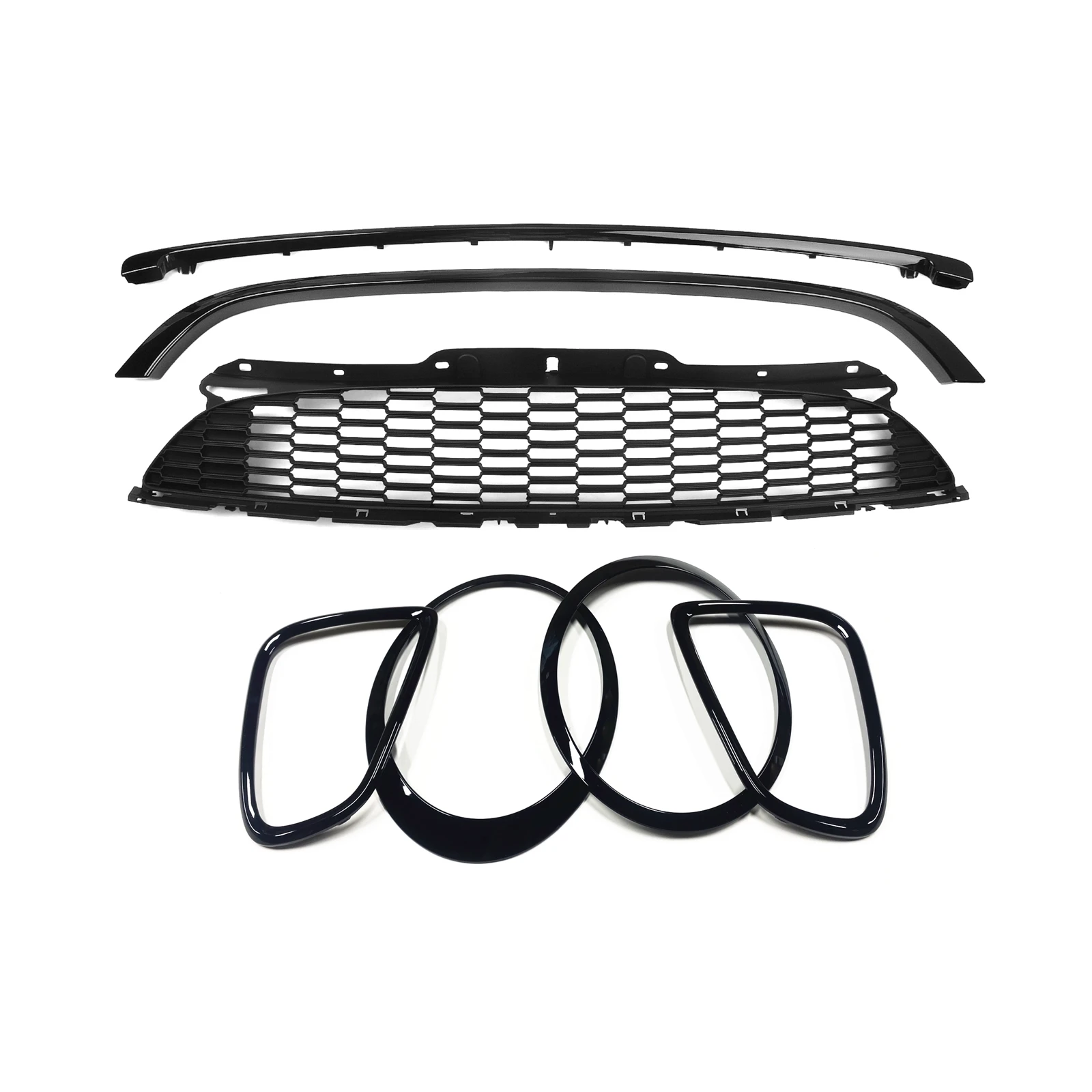 Front Grille+Headlight Frame+Rear Lamp Cover Bezel+Grill Outline Trim For BMW MINI COOPER R55/R56/R57/R58/R59 2007-2015 JCW Only