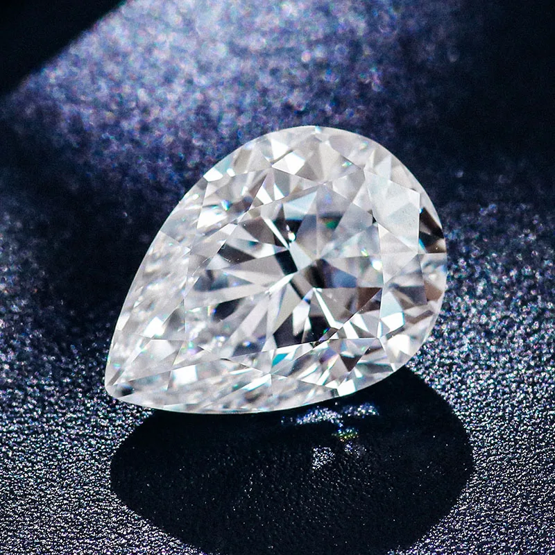 Provence Moissanite หินหลวม Pear Cut D สี VVS1 มือตัด GRA ใบรับรอง Moissanite Diamond Test Pear Moissanite อัญมณี