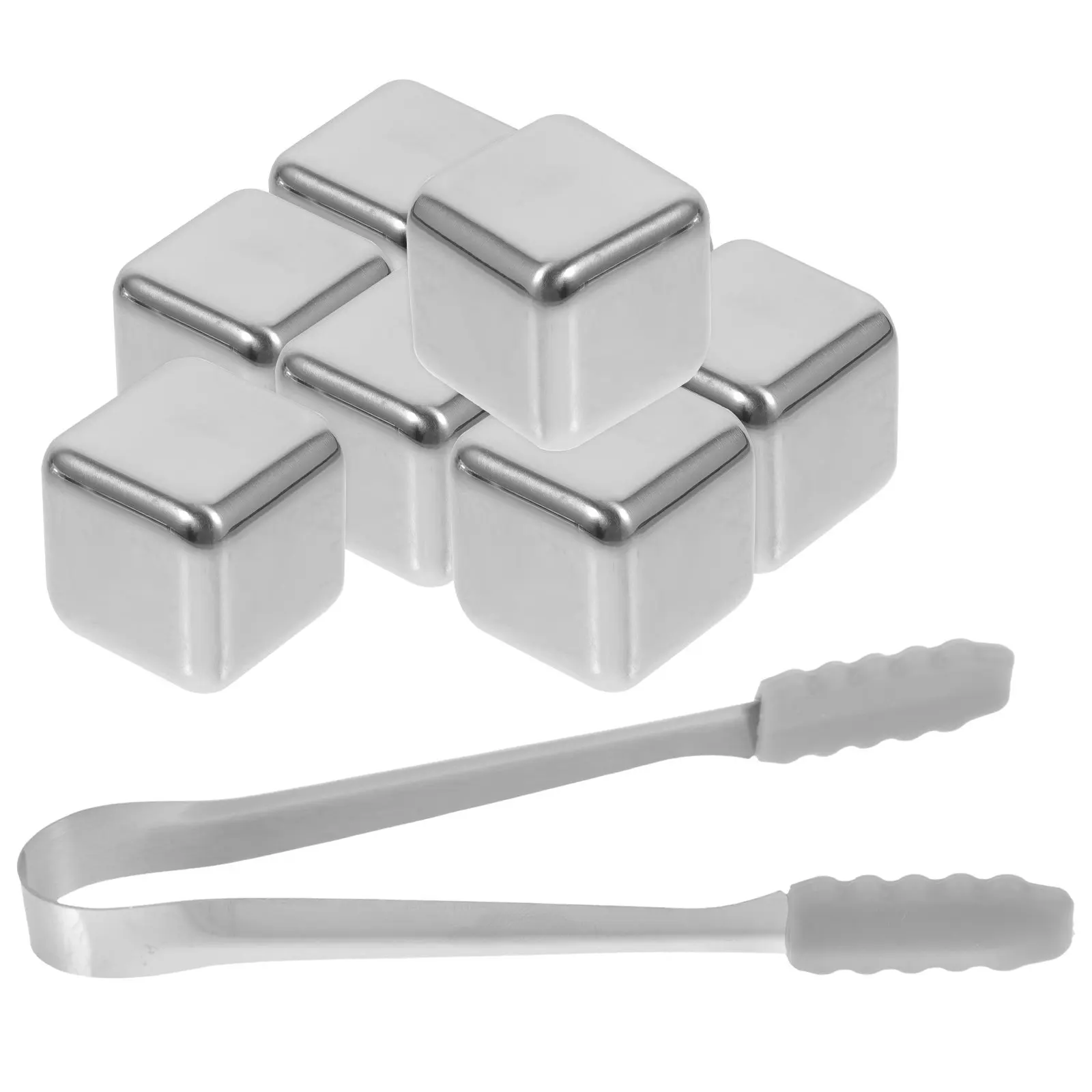 1Set Reusable Stainless Steel Non-Melting Ice Cubes Metal Whiskey Stones Chilling Stones for Cocktails Wine Beverages