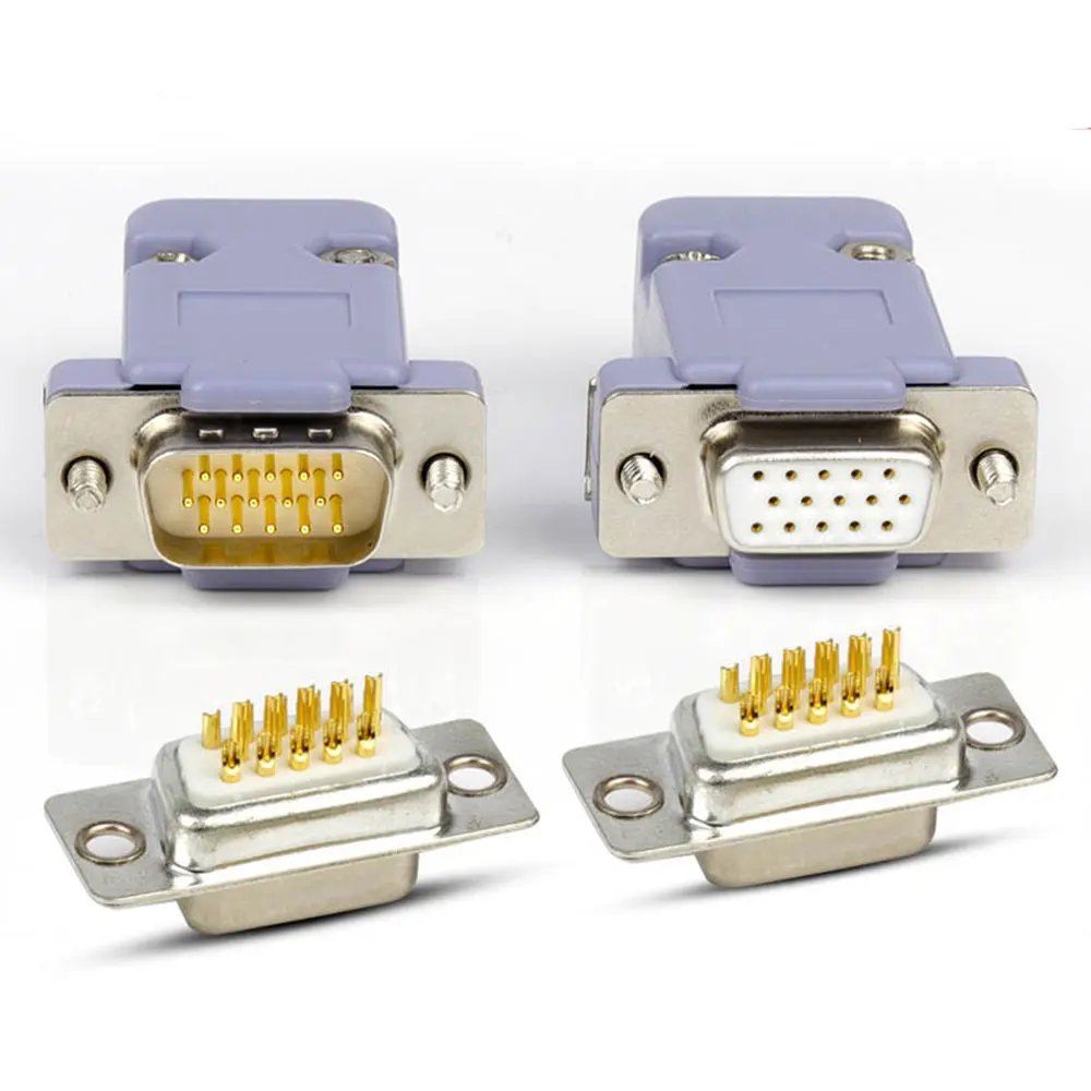 VGA Welding Connectors Male Plug / Female Socket ABS Shell Kit 3 Rows 15 Pin Serial Port DB15 Connector D-SUB 15 Adapters