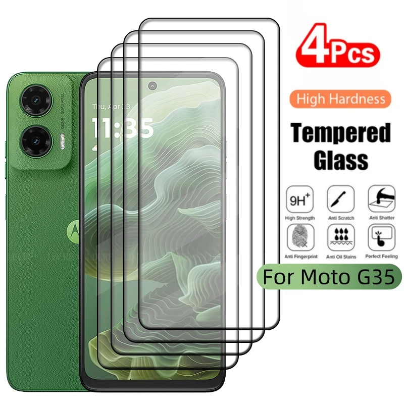 4/3/2/1Pcs For Moto G35 Glass Motorola Moto G35 Tempered Glass Phone Protective Full Cover Glue Screen Protector Moto G35 G 35