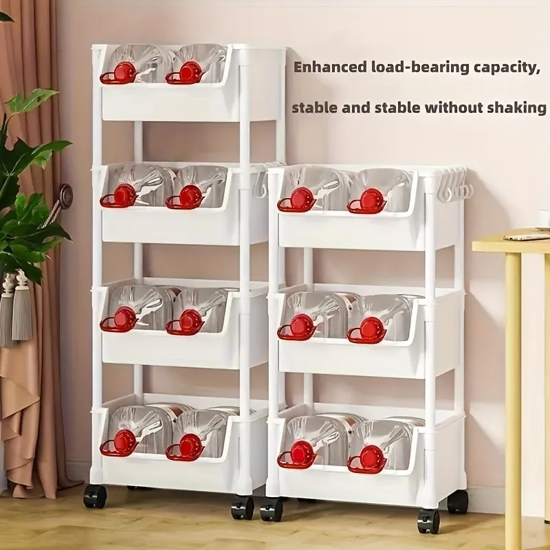 5-tier Storage Rack Storage Cart Bookshelf - Mobile Storage Rack with Wheels for Living Room Bedroom Dormitory Book Storage Rack image 6