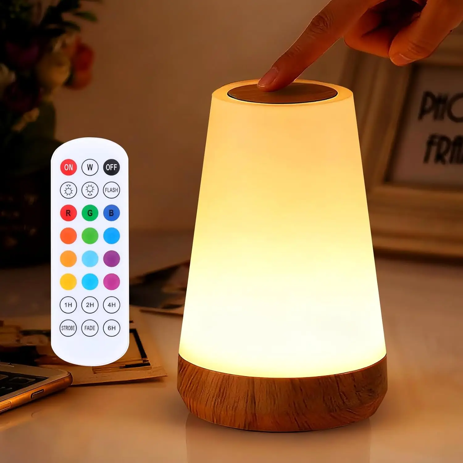 

Сенсорный ночник с регулировкой яркости и пультом ДУ, 13 цветов RGB и 5 уровней яркости, перезаряжаемый, для спальни, ванной, кемпинга
