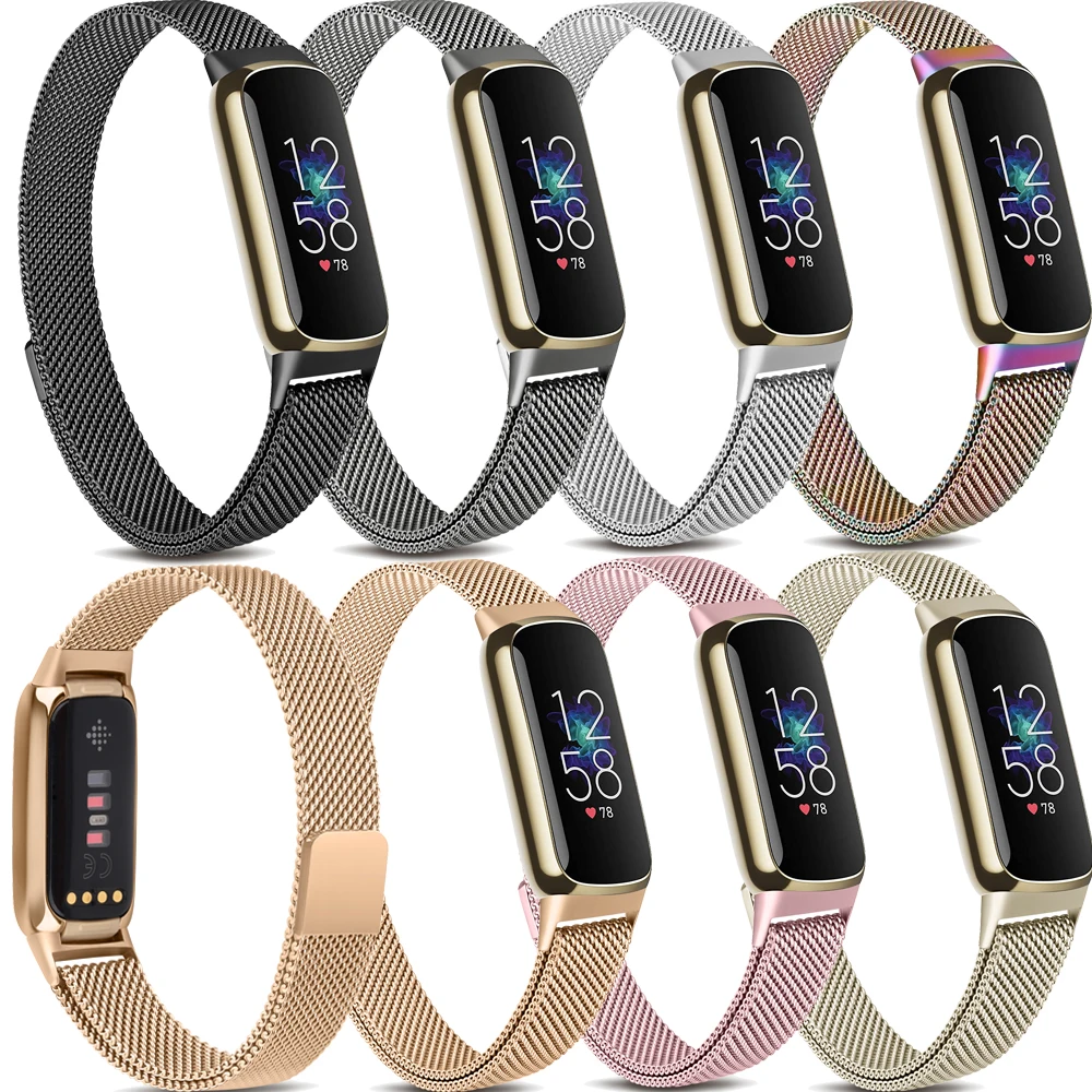 Taśma metalowa do Fitbit Luxe zegarek wymienna opaska na nadgarstek bransoletka do Fitbit Luxe Magnetic Smartwatch akcesoria correa