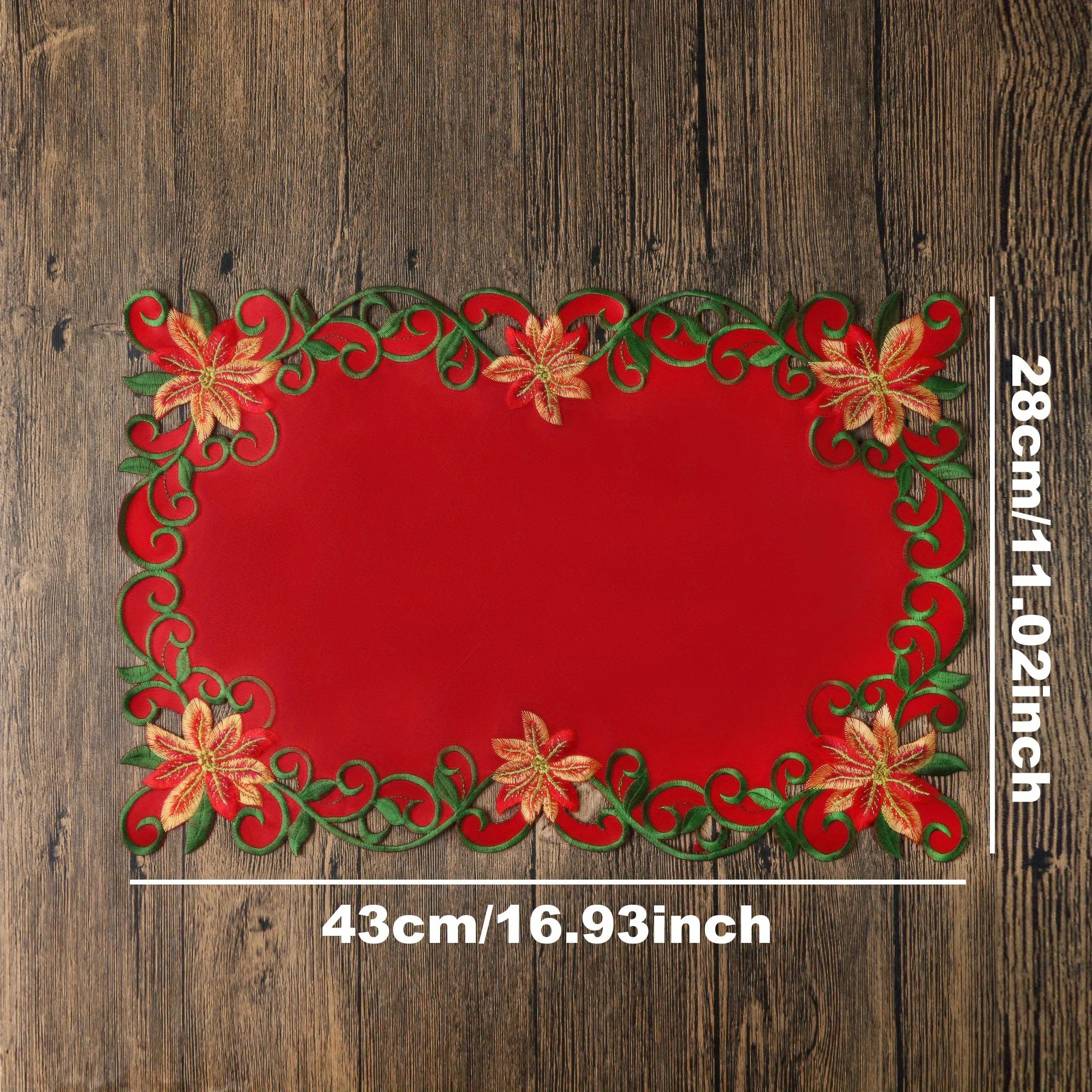 4/2PCS 28x43CM Embroidered Christmas Printed Tablecloths Party Picnic Retro Style Table Decoration Supplie Runners Linens