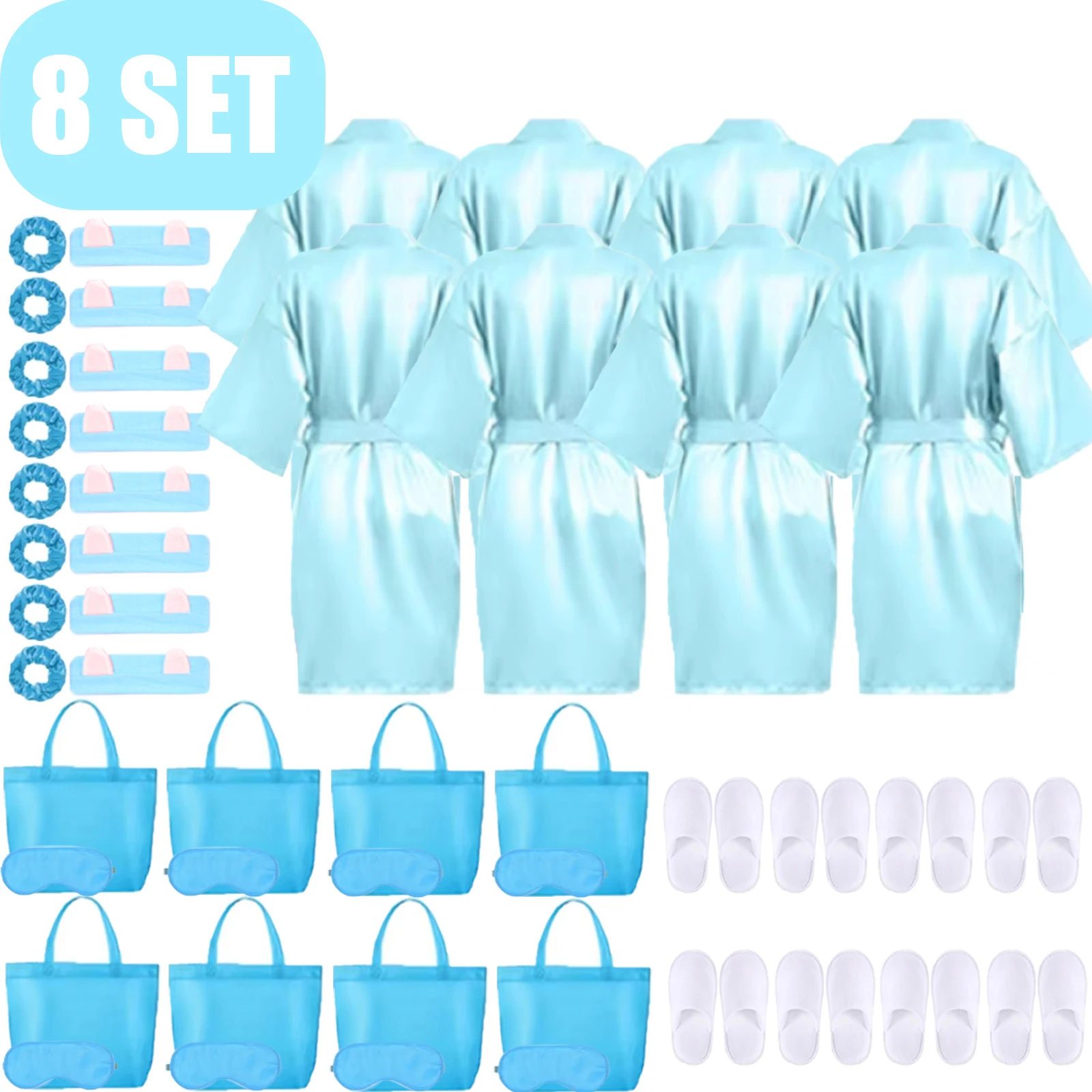 15-6Set Spa Party Badjas voor Meisjes Kinderen Verjaardagsfeestje Benodigdheden Pyjama Party Favoren Spa Jassen Wasbak voor Voetspa