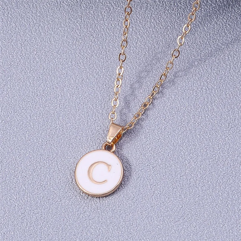 Aihua Minimalistische Initiale Emaille Weiß Schwarz A-Z Buchstaben Halskette für Frauen Alphabet Anhänger Schmuck Geburtstag Geschenke Großhandel – Detail 13