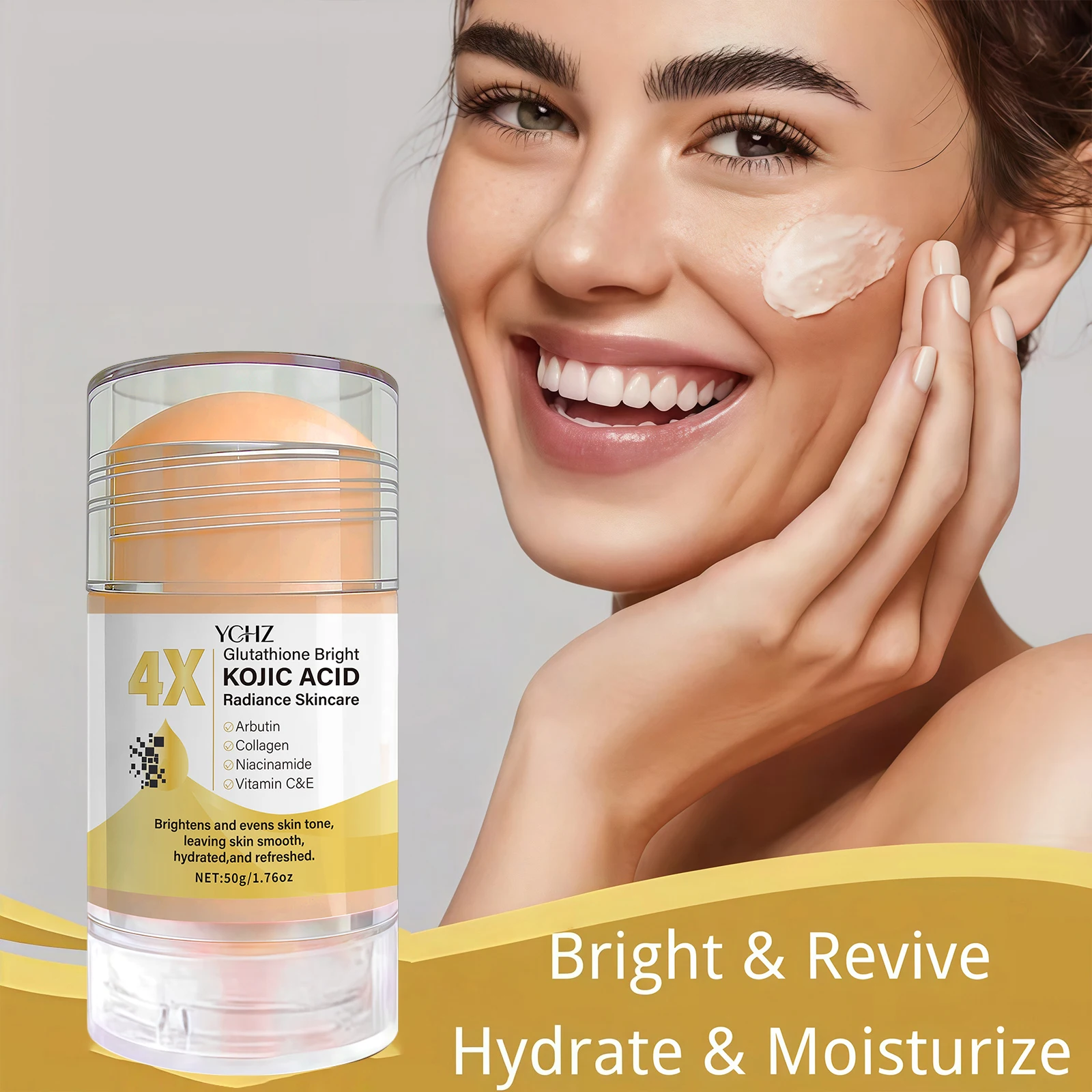 Kojic Acid Cream Stick, Evens Out Skin Tone, Eliminates Dark Spots and Dullness - Non-Greasy, Suitable for Both Men and Women - Whitening and Moisturizing Cream, for Day and Night Use - 50g - view 2