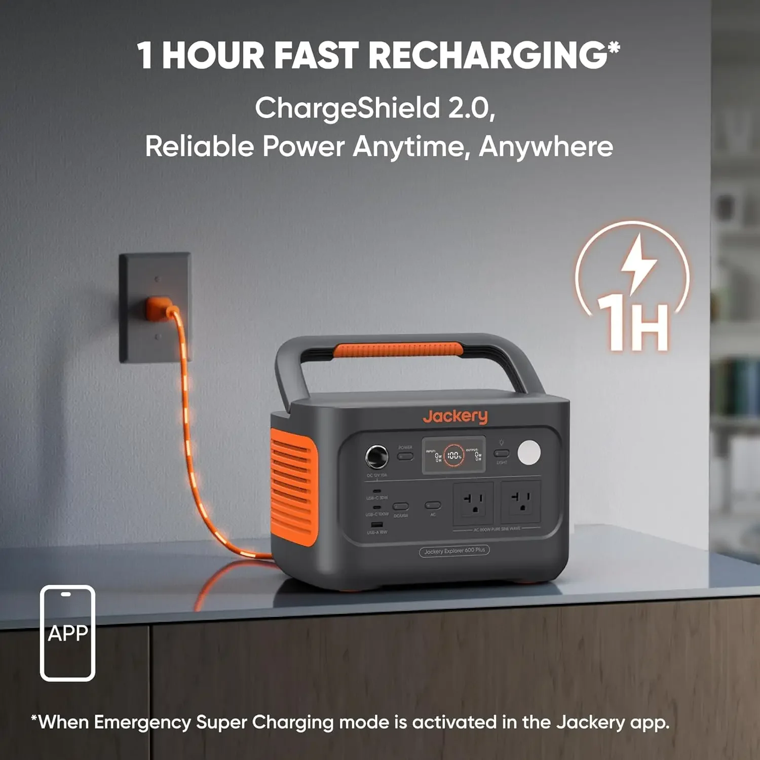 Explorer 600 Plus Portable Power Station, 632Wh LiFePO4 Battery, 800W AC/100W USB-C Output, 1-Hour Fast Charge