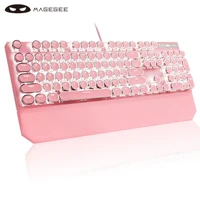 Teclado mecánico de máquina de escribir MageGee para juegos, teclas redondas Punk, LED/RGB, retroiluminado, con reposamuñecas desmontable