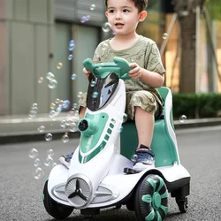 Children's electric bubble machine, balanced male and female remote control toy car, can seat people, infants, and babies, and f