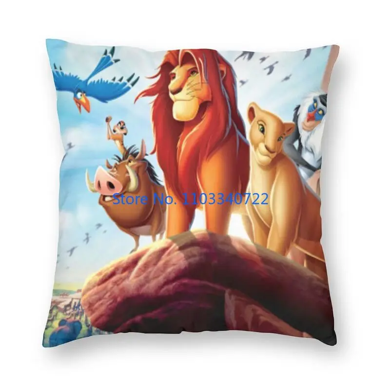 The Lion King Simba e Mufasa fodera per cuscino in peluche federa per cuscino divano Car Home Decor 45x45cm regalo di compleanno per bambini