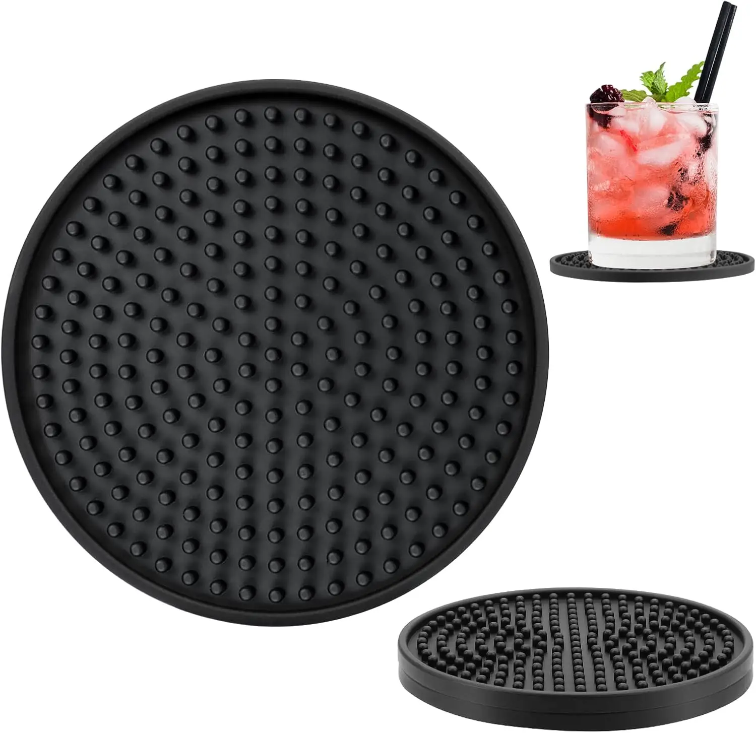 

Silicone Drink Coasters [2 Pack] - Cup Coasters for Hot Or Cold Drinks, Non-Slip, Suitable for Home Decor, Kitchen, Office, Bar（