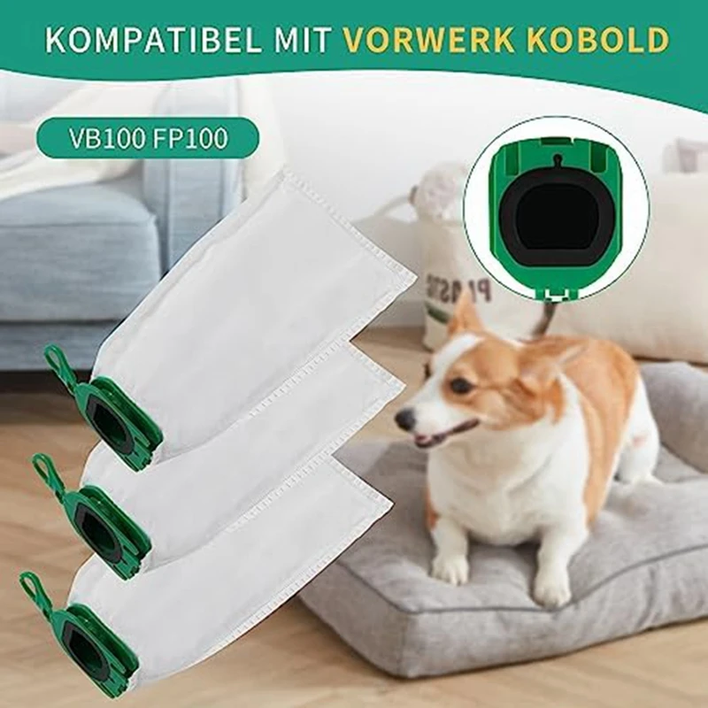 Sacchetti della polvere per Vorwerk Kobold VB100 FP 100 sacchetti filtro con 3 filtri di protezione del motore pezzi di ricambio sacchetti