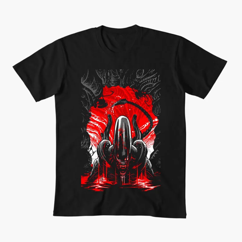 

0410 Sci-Fic Alien Gift T-Shirt Weyland Horror movie Xenomorp 100% cotton Short Sleeve Graphic clothes All size tops S-6XL